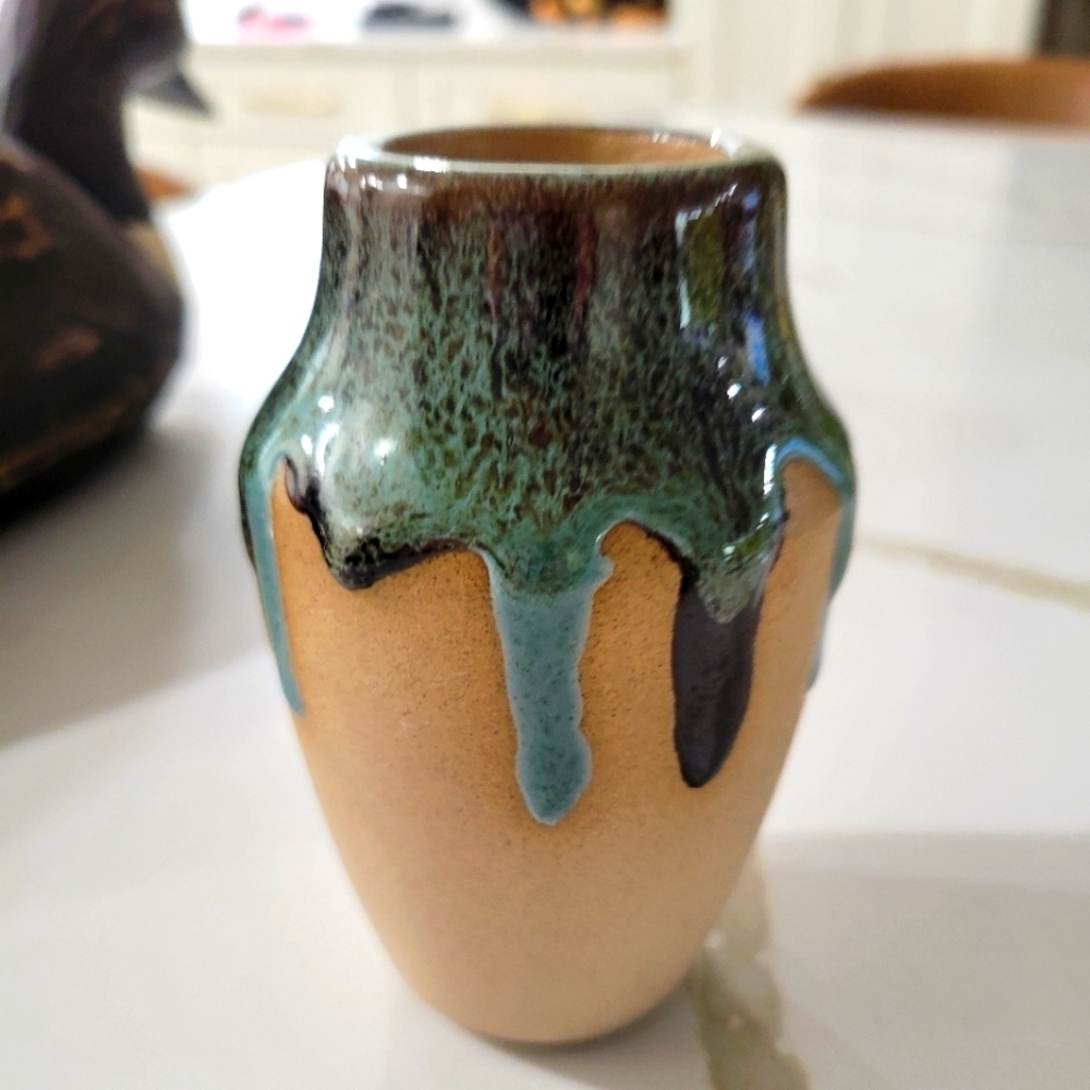 Elegant Green and Brown Ceramic Vase